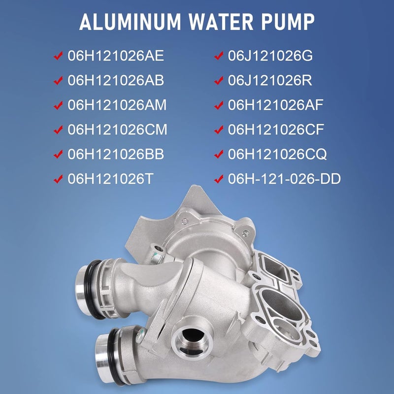 RALBDX Aluminum Electric Engine Water Pump Assembly Compatible with Audi A3 A4 A5 A6 Q3 Q5 TT VW Beetle CC Eos GTI Jetta Passat Tiguan 2.0T TSI Engine Replaces# 06H121026CQ 06H121026AB 06H121026T - Image 4